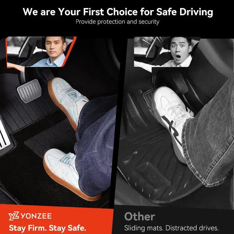 Tesla Model Y floor mats set by Yonzee, TPE four-season waterproof with metal pedals and luggage trunk mats
