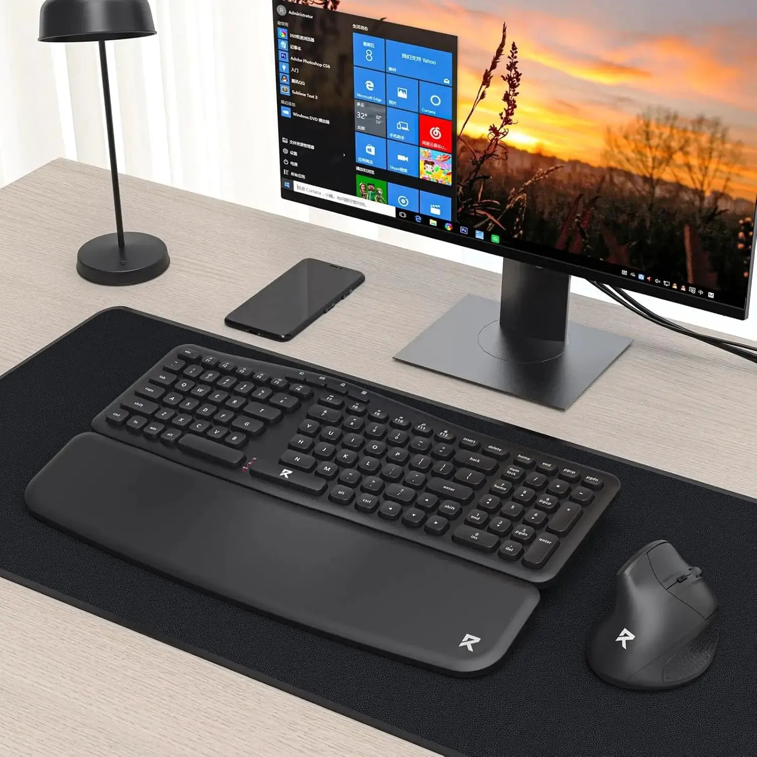 Redragon BS7162 wireless keyboard and mouse combo, black 108-key low-profile keyboard with 2.4GHz wireless