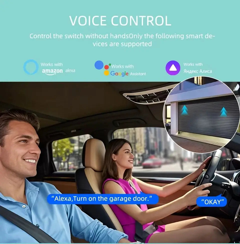 Smart WIFI Garage Door Opener by Simples Market with Tuya app; Alexa and Google Assistant compatible, no hub needed.