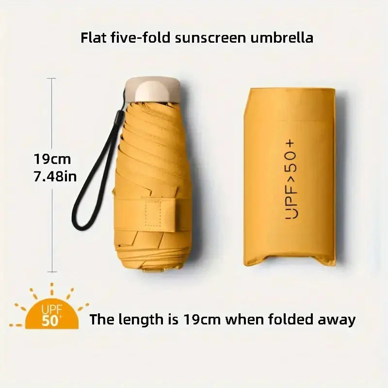 Ultra Light UV Protection Umbrella Compact Foldable Design Stainless Steel Handle For Sun And Rain 190T Canopy