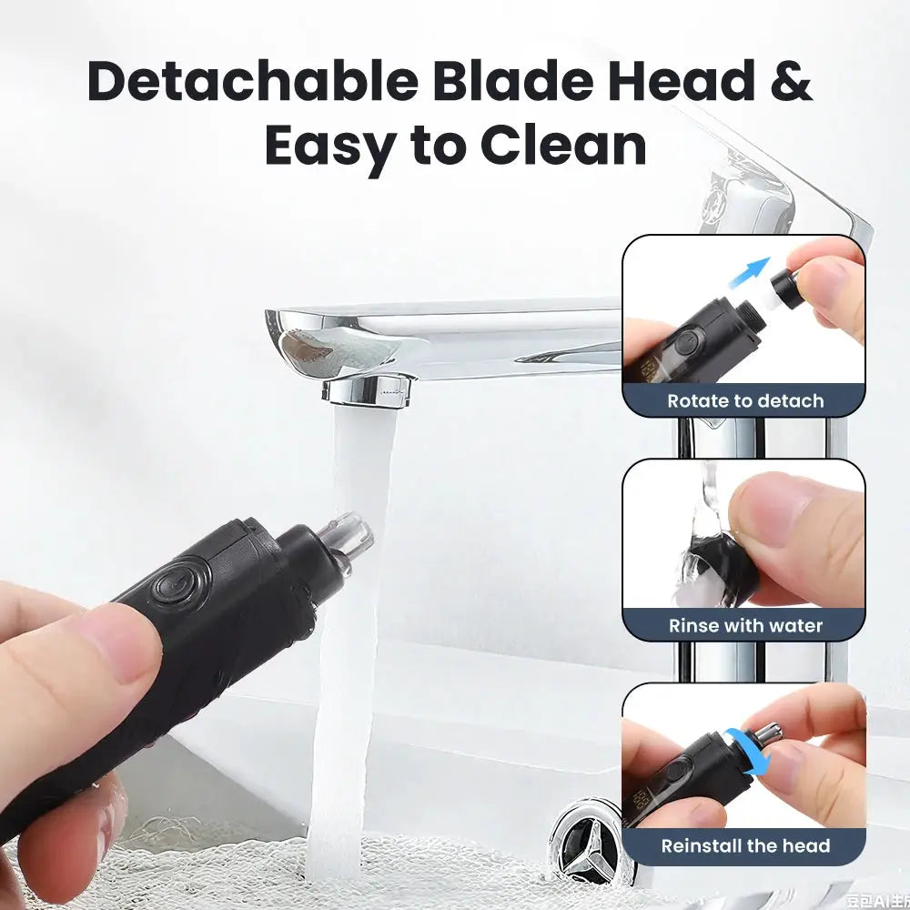 Simples Market mini washable electric razor with detachable blade head, black travel shaver, Type-C charging