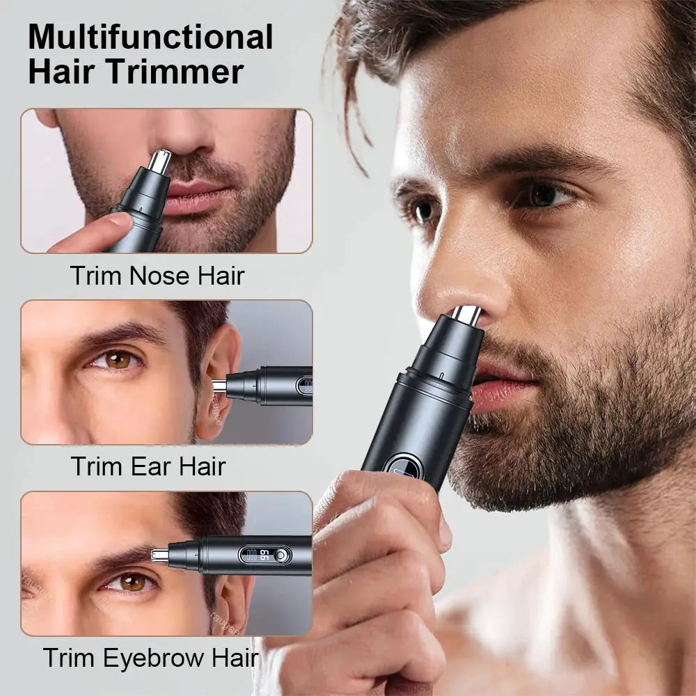 Simples Market nose hair trimmer, cordless black rechargeable electric trimmer for nose, ear and eyebrow hair