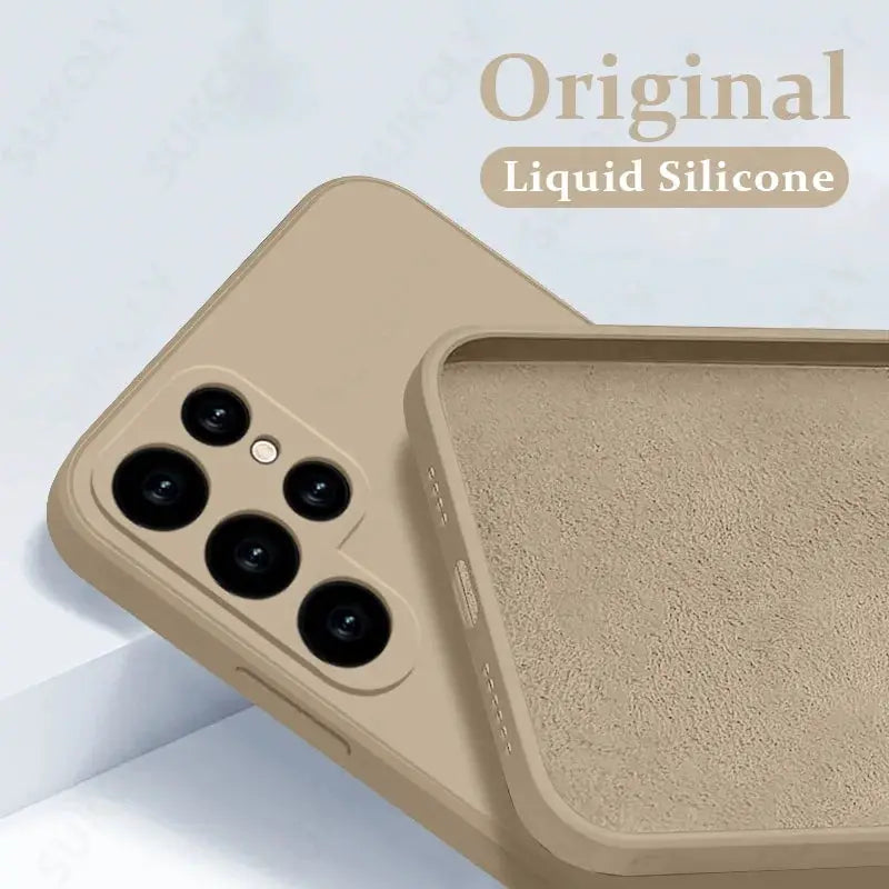 Beige Simples Market liquid silicone shockproof case for Samsung Galaxy S26/S24/S23/S22/S25 Ultra