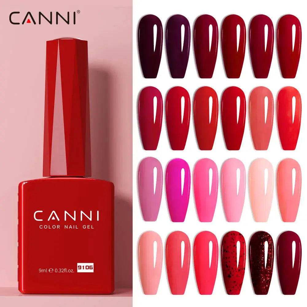 Canni Hema Free Nail Gel Polish Christmas Red Collection Semi Permanent 9ml Long Lasting Shine