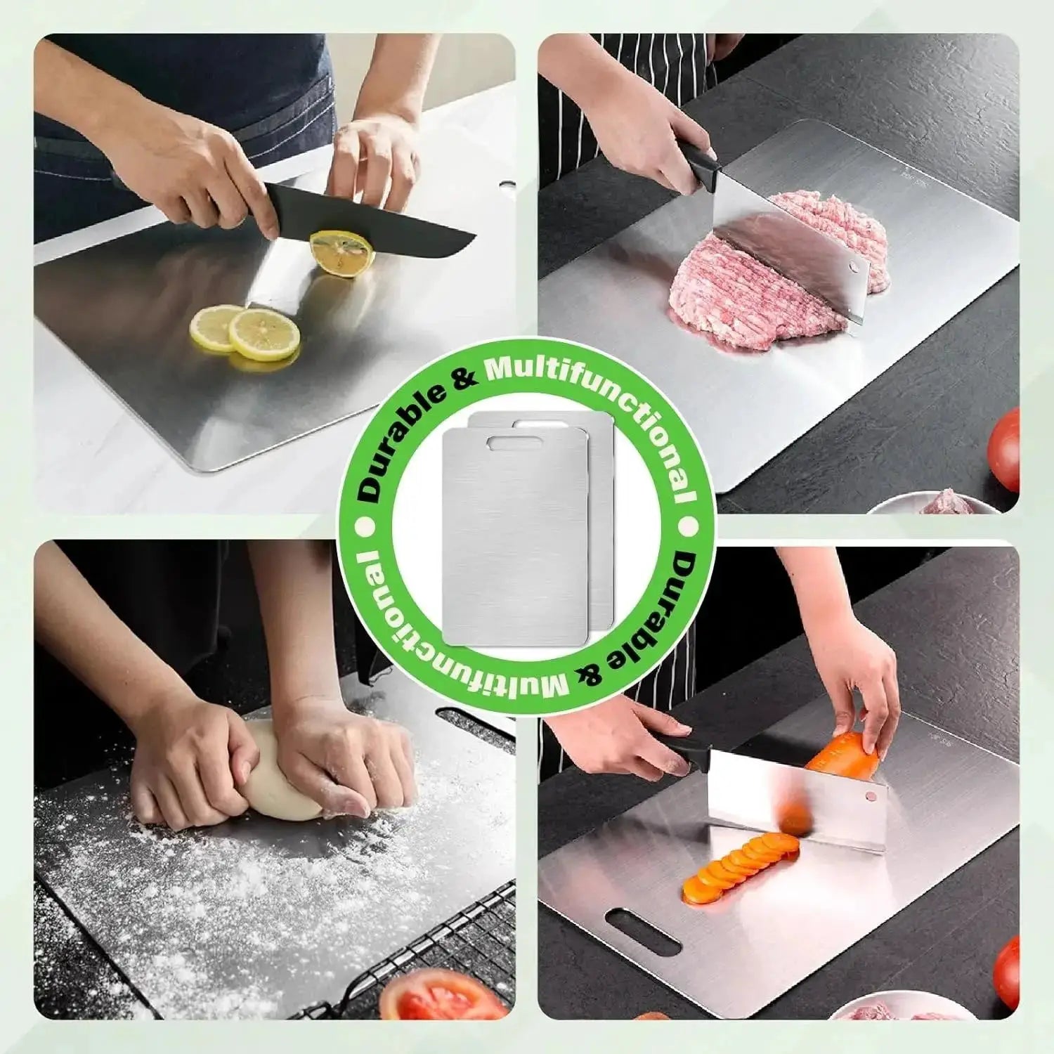 StellarChef Stainless Steel Double Sided Cutting Board Antibacterial Mildew Proof Kitchen Board