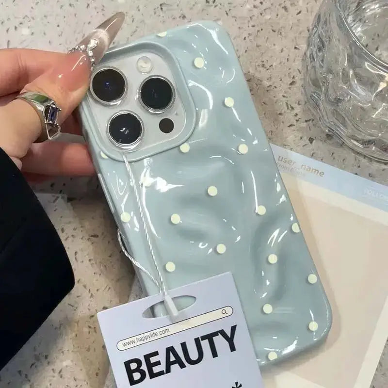 Polka Dots Shockproof Phone Case For iPhone 11 To 17 Pro Max And 17 Air Black Soft TPU