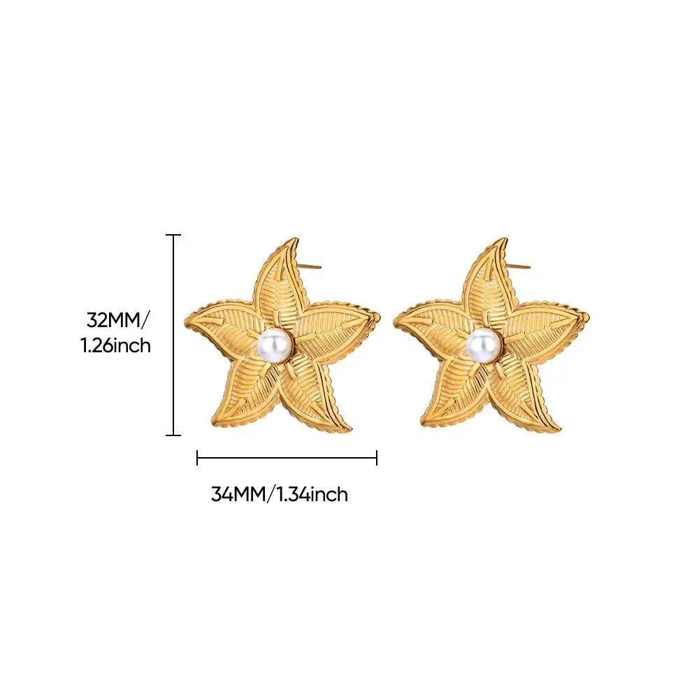 Vintage Summer Starfish Shell Stud Earrings Stainless Steel For Women Ocean Party Jewelry Gift 2025