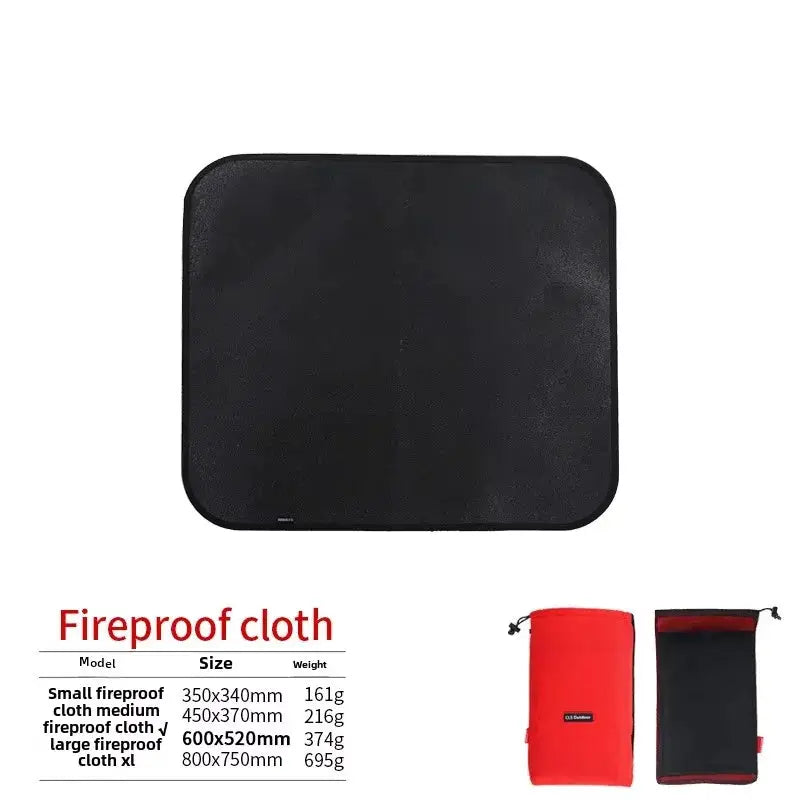 Fireproof cloth insulation mat by Simples Market, black fiberglass; outdoor use with two carry pouches