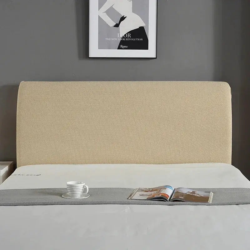 Headboard cover, grey elastic-thickened polar fleece, all-inclusive plain-dyed for home beds.