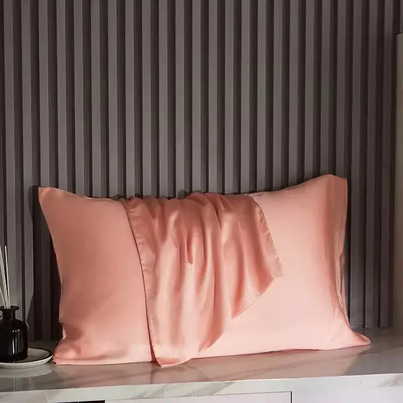 Nordic Silk pillowcase pink satin finish, luxe home bedding decor