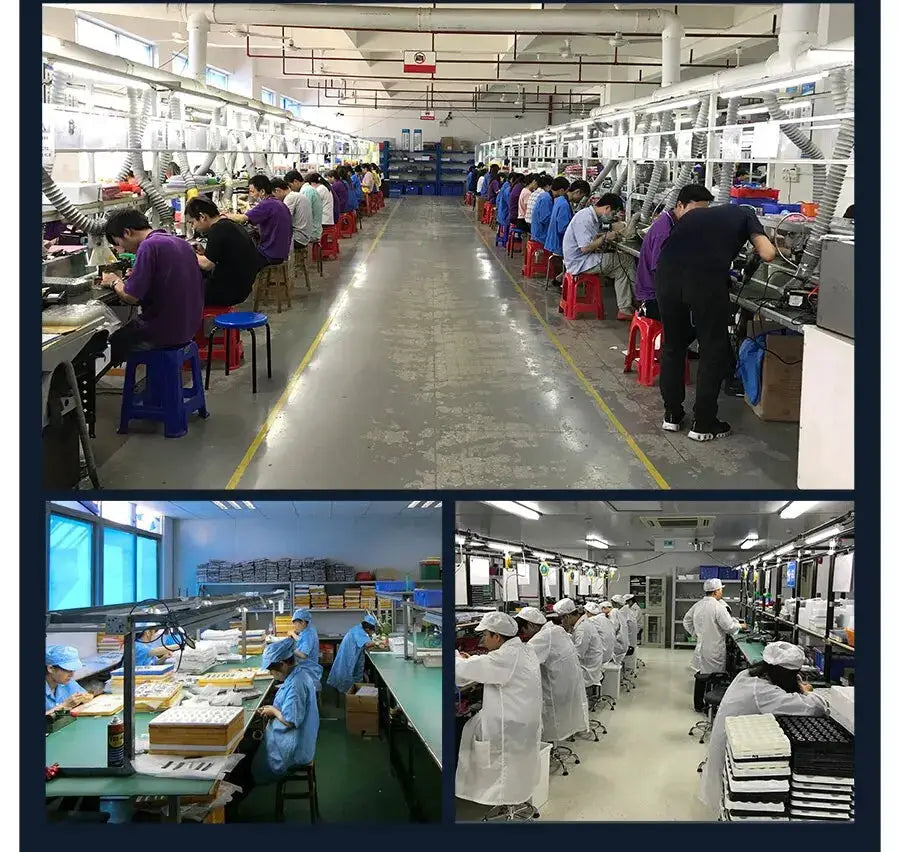 SYNOKE men's digital watch factory assembly line with workers assembling watches