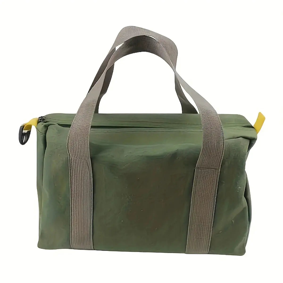 Maintenance tool bag, large capacity green canvas with gray webbing handles, waterproof