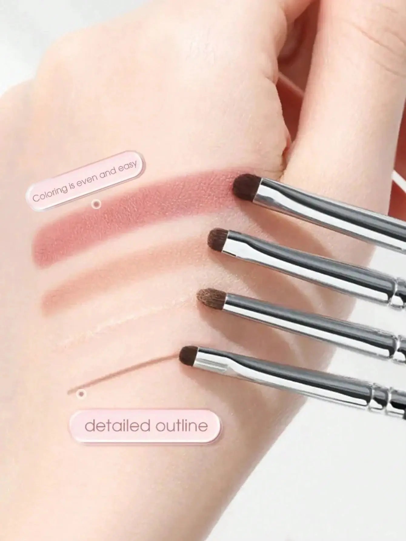 SilkGlow 4 Piece Eye Detail Brush Set Pony Hair For Precision Eyeliner And Eyeshadow Tools