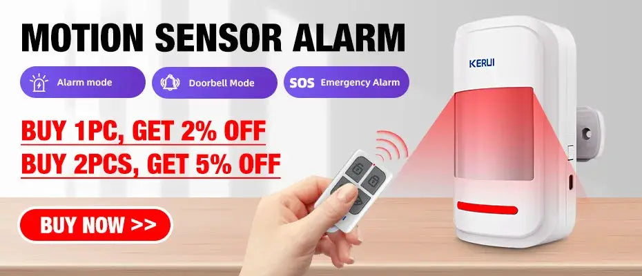 KERUI W184 white wall-mount motion sensor alarm system with remote control, 4G/WiFi, red indicator