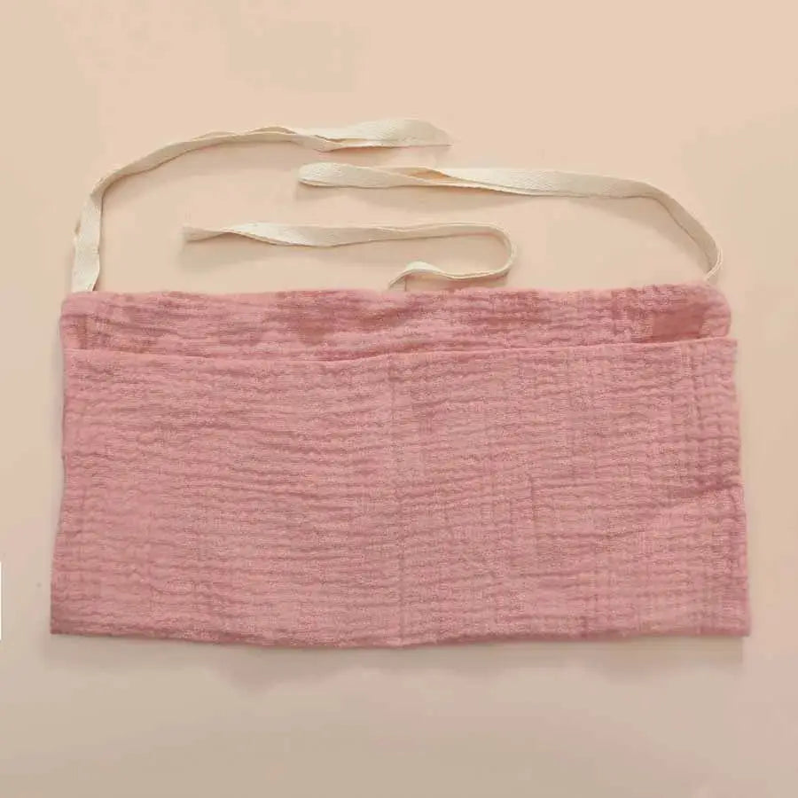 Two Pocket Baby Bedside Hanging Storage Bag Attaches to Crib Stroller Breathable Cotton Organizer for Diapers and Toys