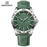 Naviforce Men Quartz Watch With Leather Strap Casual Sport Timepiece Water Resistant For Everyday Wear