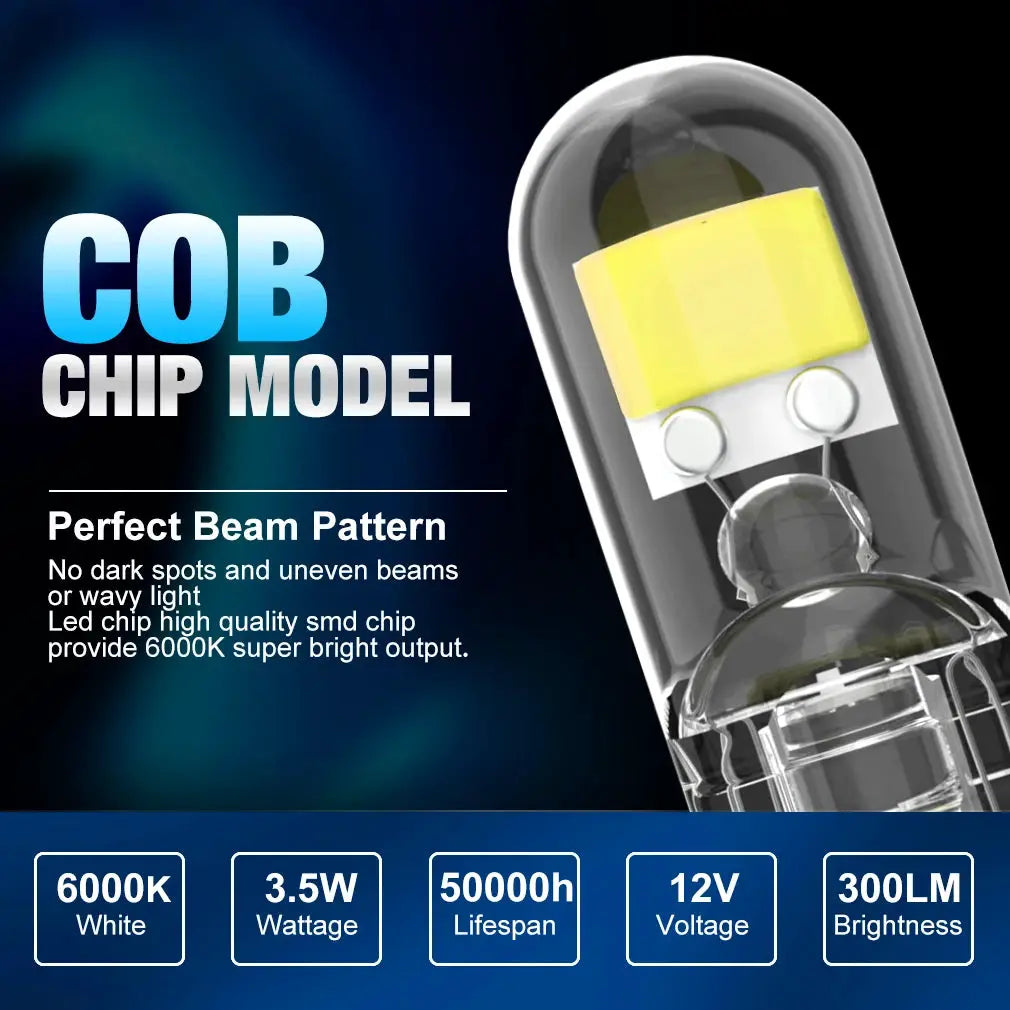 2 Or 6 Pack W5W T10 LED Bulbs Canbus Sapphire COB Drive Free 6000K Car Interior Dome Reading