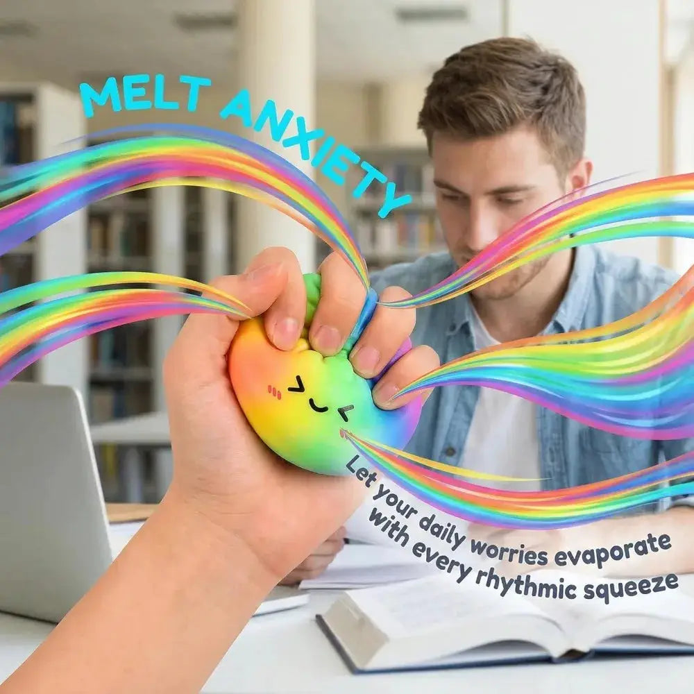 Rainbow Dumpling Squishy Toy Bamboo Slow Rising Stress Relief Fidget Ball For Adults And Kids