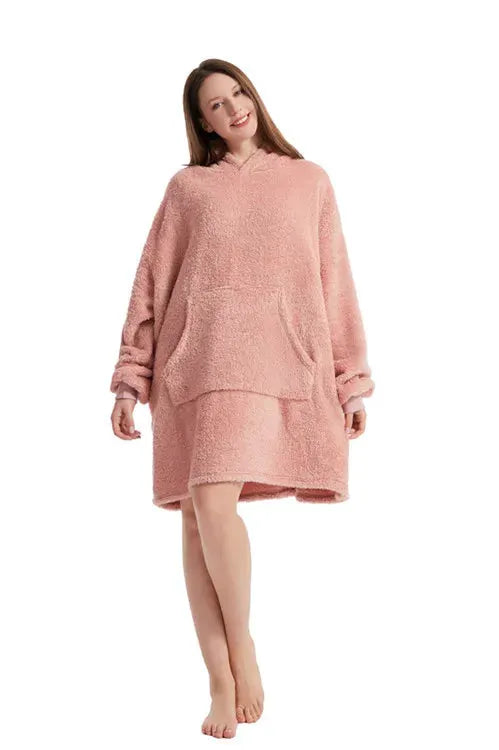 CozyNest Winter Double Faced Fleece Hoodie Blanket Oversized Hoodie With Large Pocket For Women And Men