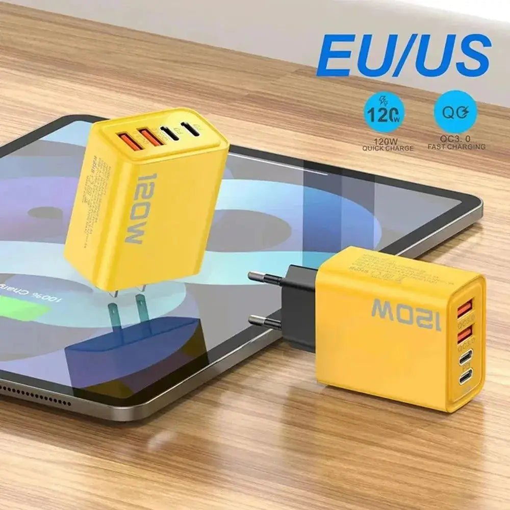Four Port USB C PD Charger With Quick Charge 3.0 Type C Fast Charging For iPhone 16 15 Samsung Xiaomi Huawei