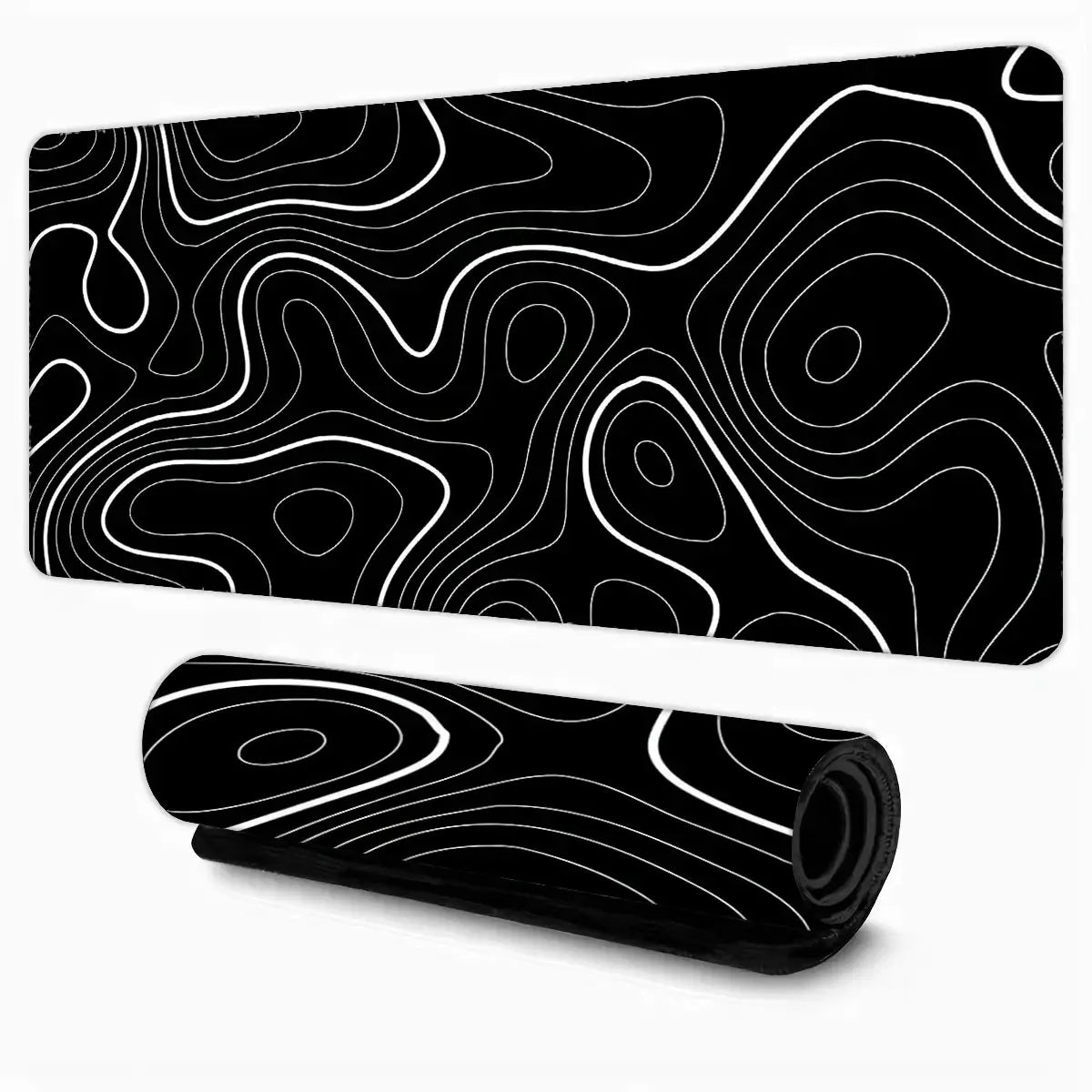 Black Gray Swirl Design Large Mouse Pad Desk Mat For Gaming And Office PC Keyboard Accessories