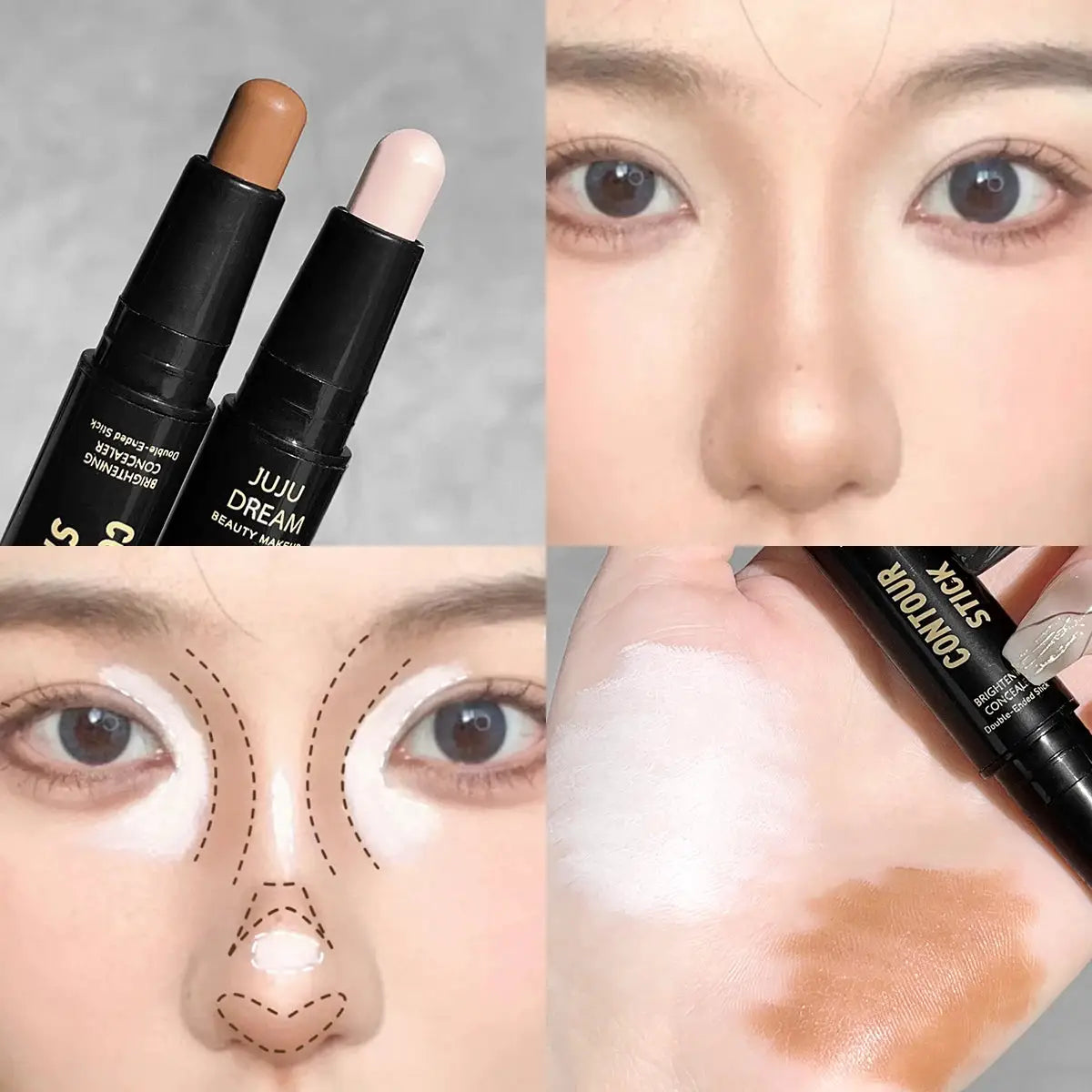 LuminaGlow Dual Ended Contour Stick All In One Foundation Concealer Bronzer And Highlighter For Lasting Definition