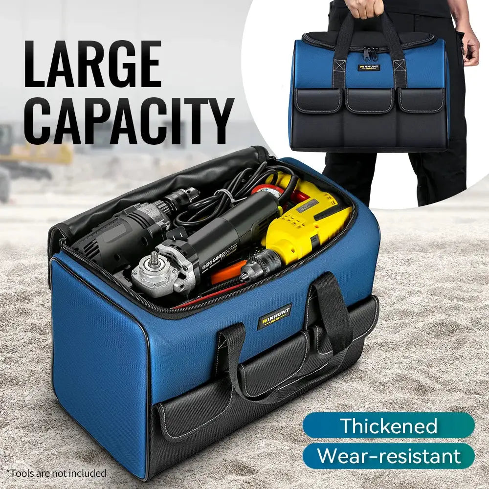 ProGear Heavy Duty Wide Mouth Tool Bag With Pockets Durable Oxford Cloth Organizer For Easy Tool Storage