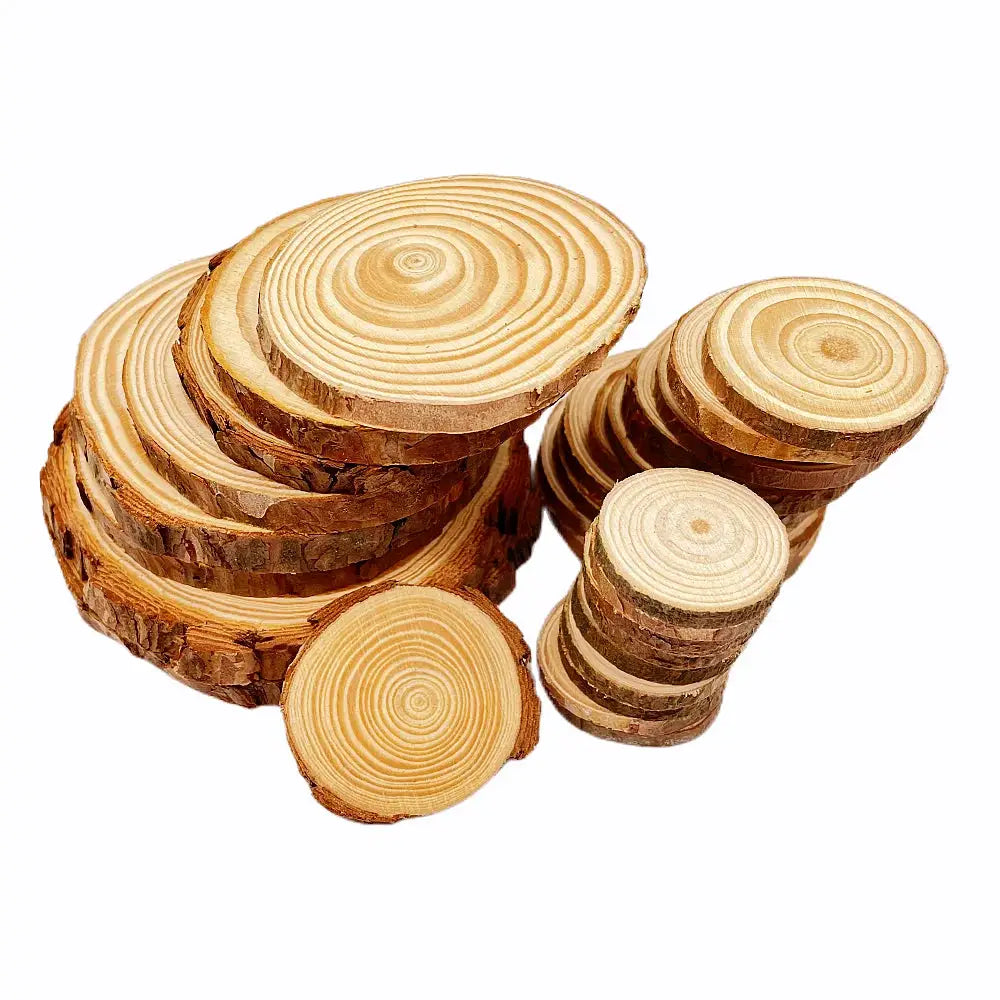Natural Pine Wood Slices Round Discs Bark Edge 1 Pack Unfinished For DIY Crafts Wedding Decor Painting 3 To 12 Cm