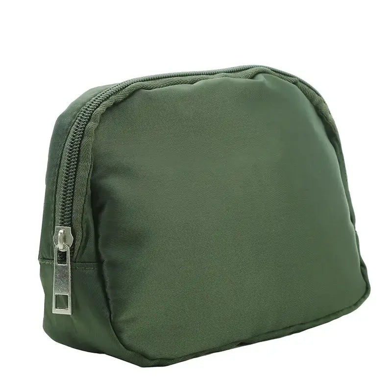 Waist bag olive green nylon fanny pack with zippered main compartment