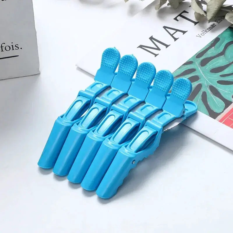 SalonPro 5 Pack Alligator Hair Clips Set With Double Hinged Clamps And Two Springs For Secure All Day Salon Styling