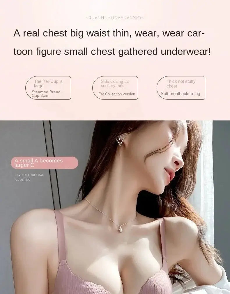 Push-up pink padded bra by Simples Market for small-chest women, comfortable lingerie
