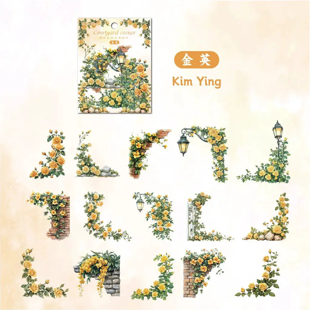 30 Pcs Flowers Corner Stickers PET Sticker Set DIY Diary Decoration Scrapbooking Junk Journal