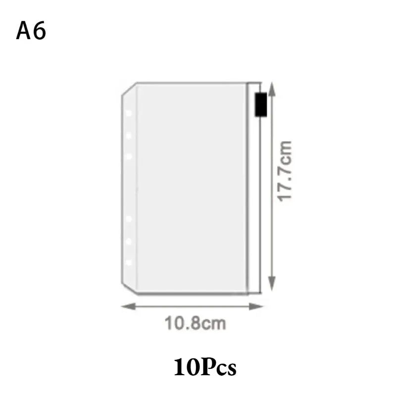 Simples Market clear zipper binder pocket A6, waterproof document pouch for 6-ring binders, 10Pcs