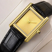 New Classic Square Watch with gold-tone case and black leather strap by Simples Market
