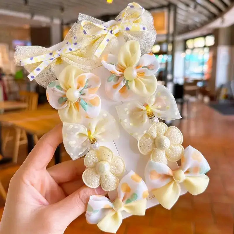 Floral Bow Baby Hairclip Set - Simples Market