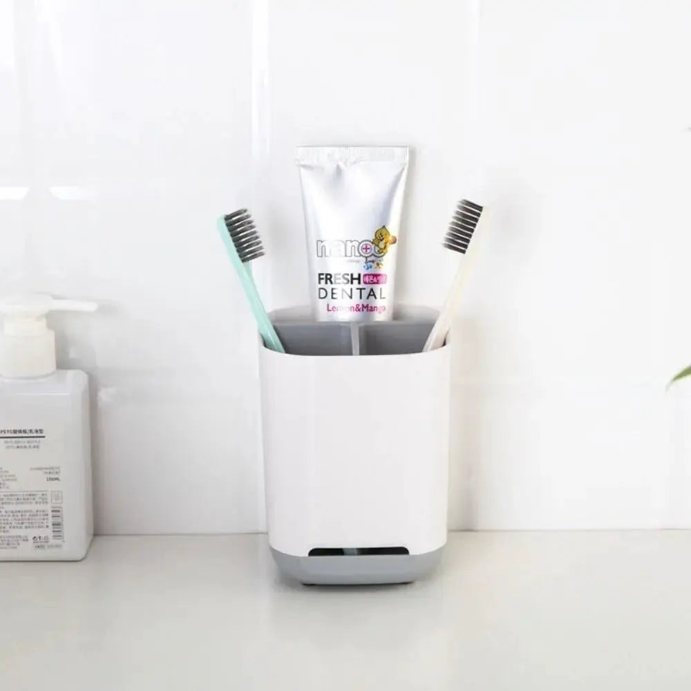 Electric toothbrush holder shelf organizer, large capacity white with gray base for bathroom countertop storage