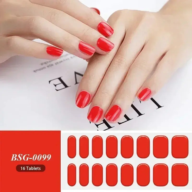 NailLux Semi Cured Nail Wraps For 16 To 20 Tips Easy Full Cover Adhesive Press On Nails Gel Finish UV LED Compatible