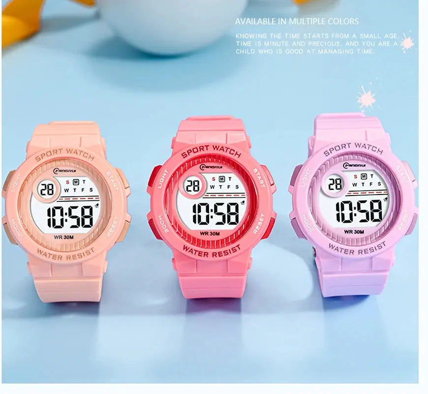 OHSEN Kids Sport Watch Pink 30M Waterproof Digital Wristwatch With Stopwatch And Durable Silicone Band