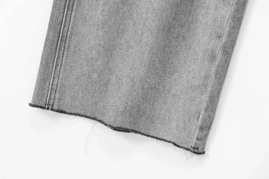 ETJ Wide Leg High Waist Jeans Women Five Pocket Washed And Comfortable
