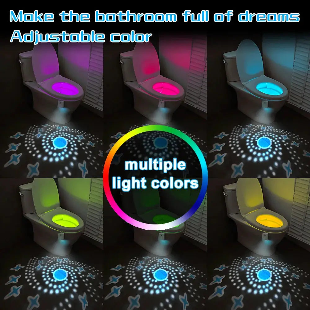 Simples Market toilet night light with color-changing LEDs, motion sensing; six color options for bathroom projection
