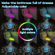 Simples Market toilet night light with color-changing LEDs, motion sensing; six color options for bathroom projection
