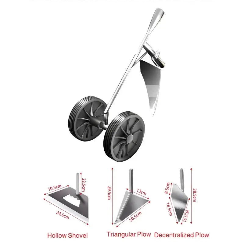 Hand Pulled 3 in 1 Wheel Hoe Cultivator With Double Wheel Weeder Tiller Furrow Plow For Garden