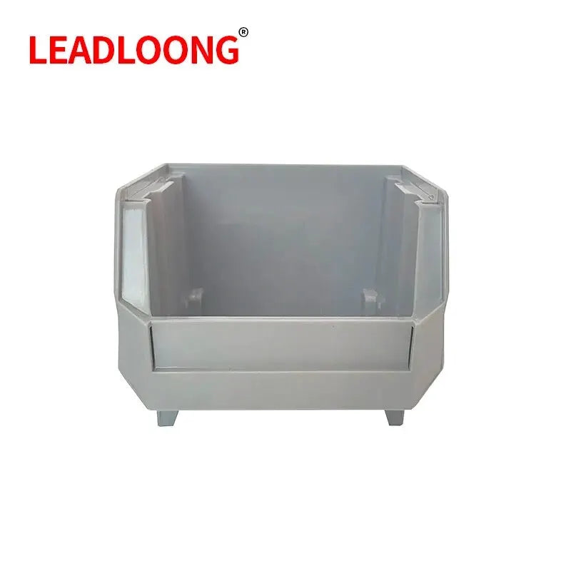 Leadloong gray plastic parts bin, stackable garage tool storage organizer