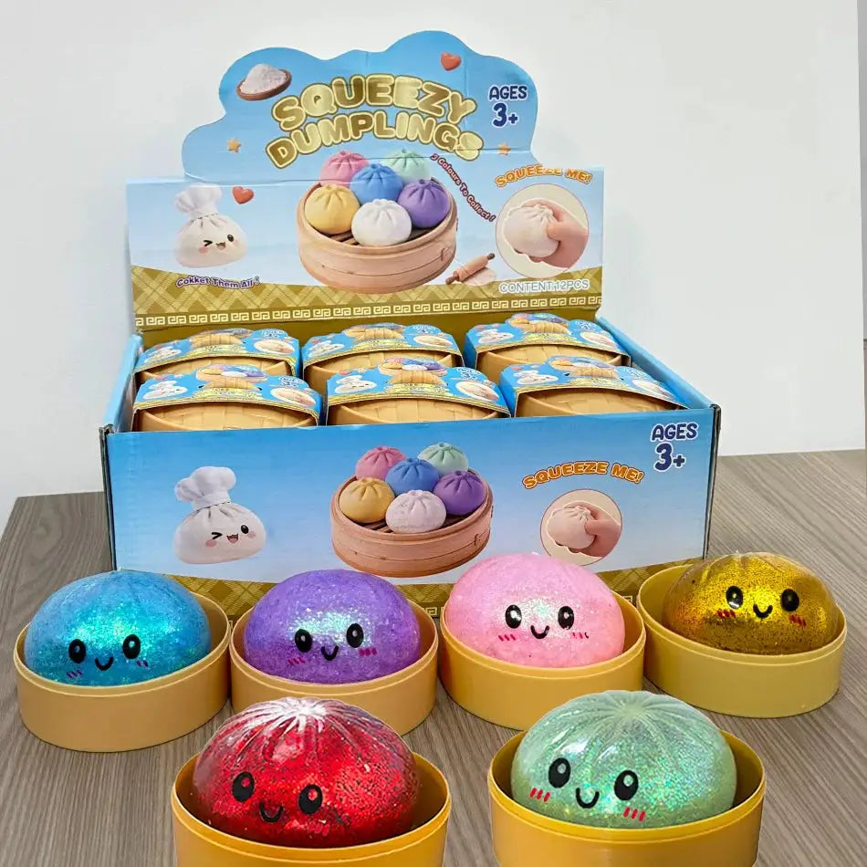 Dumpling Squishies Cute Colorful Bun Toy Slow Rising Stress Relief Fidget for Kids and Adults Anti Anxiety Gift