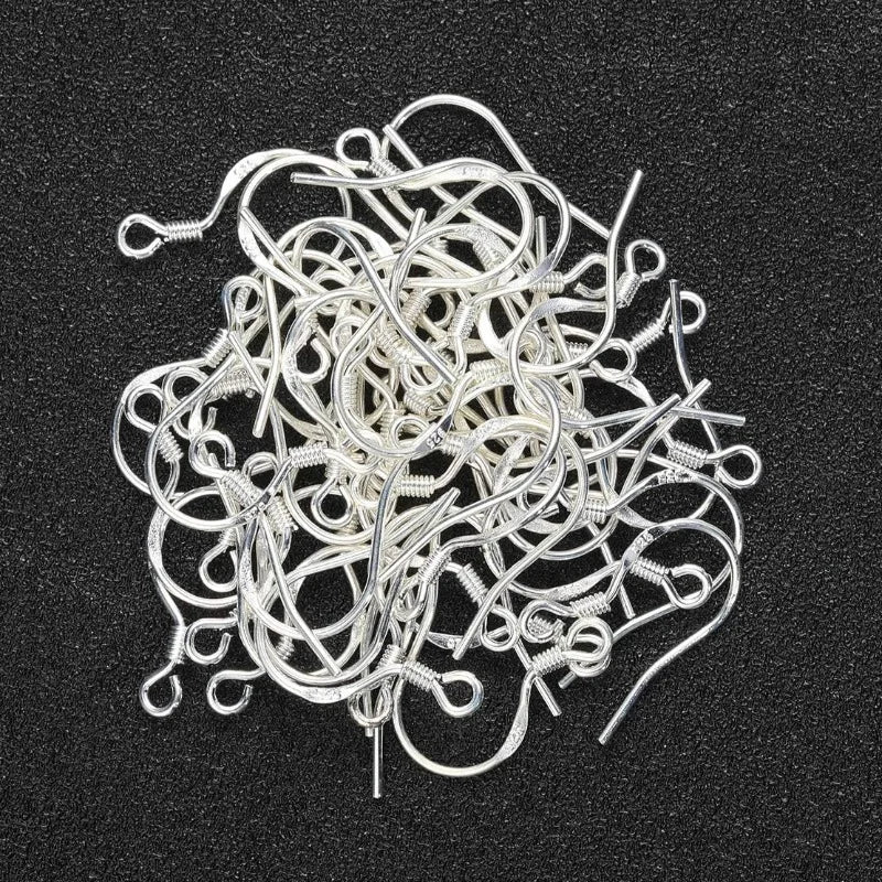 Sterling silver 925 ear wires, hypoallergenic fish hooks for DIY earrings bulk set