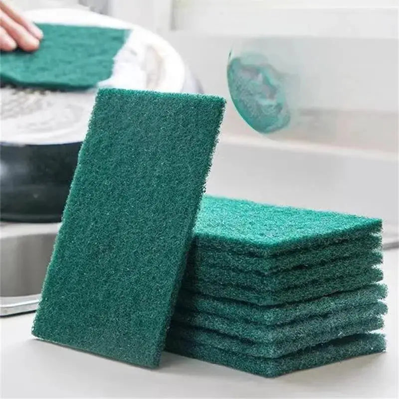 Simples Market green kitchen scrub pads set, oil-removing, scratch-free reusable dishwashing sponges