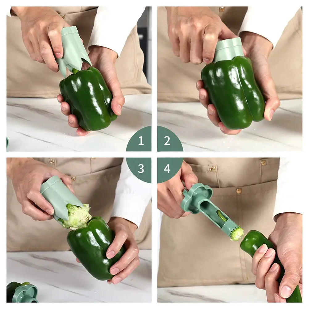 ChefEase 2 In 1 Fruit And Pepper Corer Seed Removal Tool For Bell Peppers And Fruits Reusable Kitchen Utensil