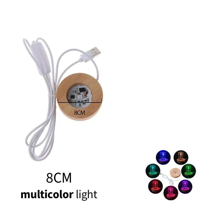 TimberLux Wood Desktop LED Night Light Base USB RGB Lamp For Art And Collectibles Warm White RGB Lighting