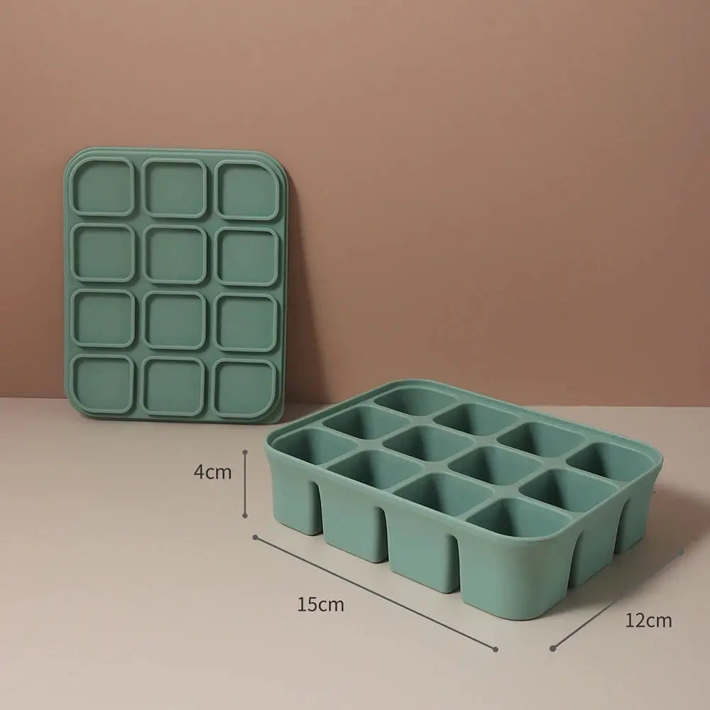 Silicone Ice Cube Tray With Lids For Beverages And Baby Food Storage Molds Flexible BPA Free