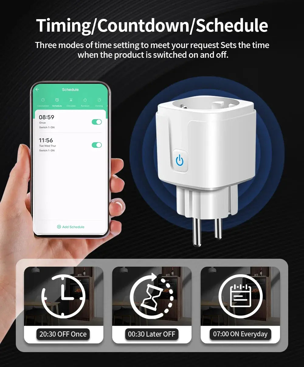 Simples Market TNCE TUYA EU white smart plug socket with power monitor, timing and voice control